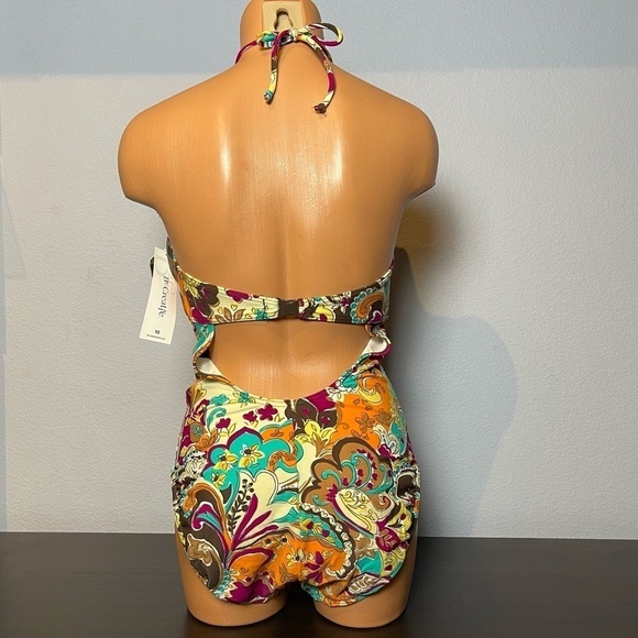 Nwt Be Creative Necklace Bandeau Halter One Piece Vintage Swimsuit (SW20) - Picture 7 of 8